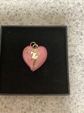 Authentic Gucci Pink Heart Lightning Bolt Charm Pendant